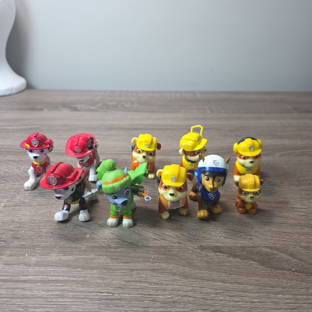 Paw Patrol Action Figure Lot of 10 Marshall Chase Rubble Rocky Toys